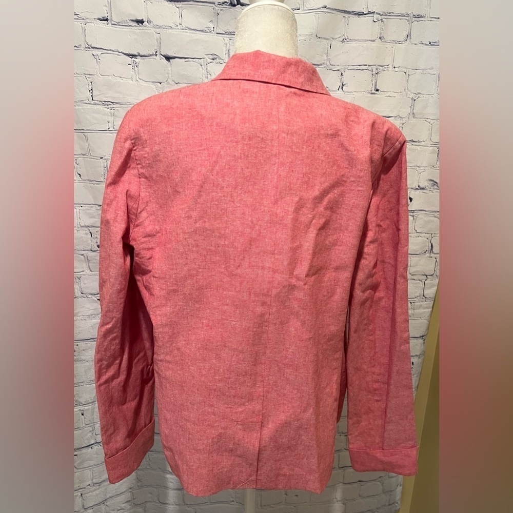 Draper James Blazer Womens Washed Pink Red Boxy Jacket Linen Cotton Chambray XL - Picture 4 of 8